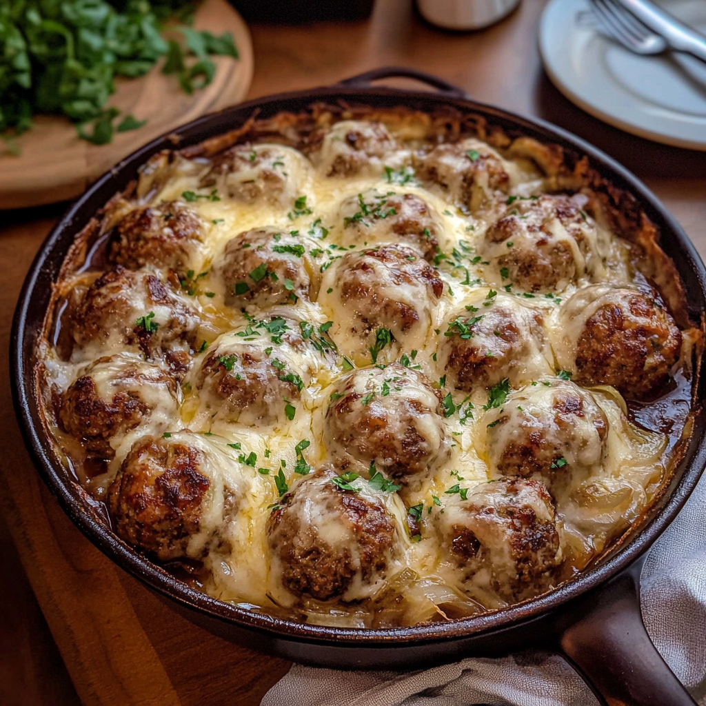 French Onion Meatballs