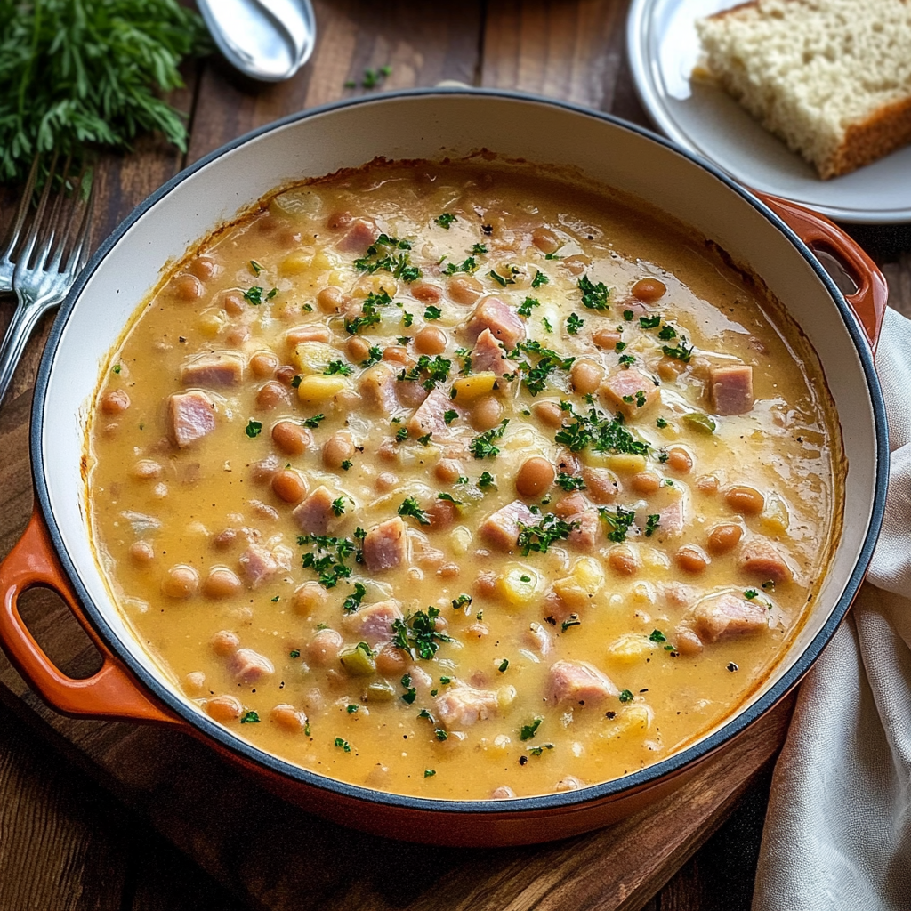 Cheesy Ham and Bean Soup