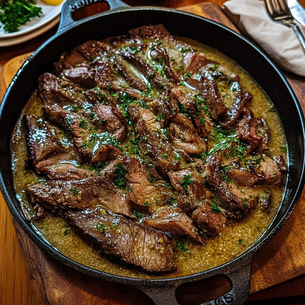 Pan Seared Flank Steak In Butter Sauce