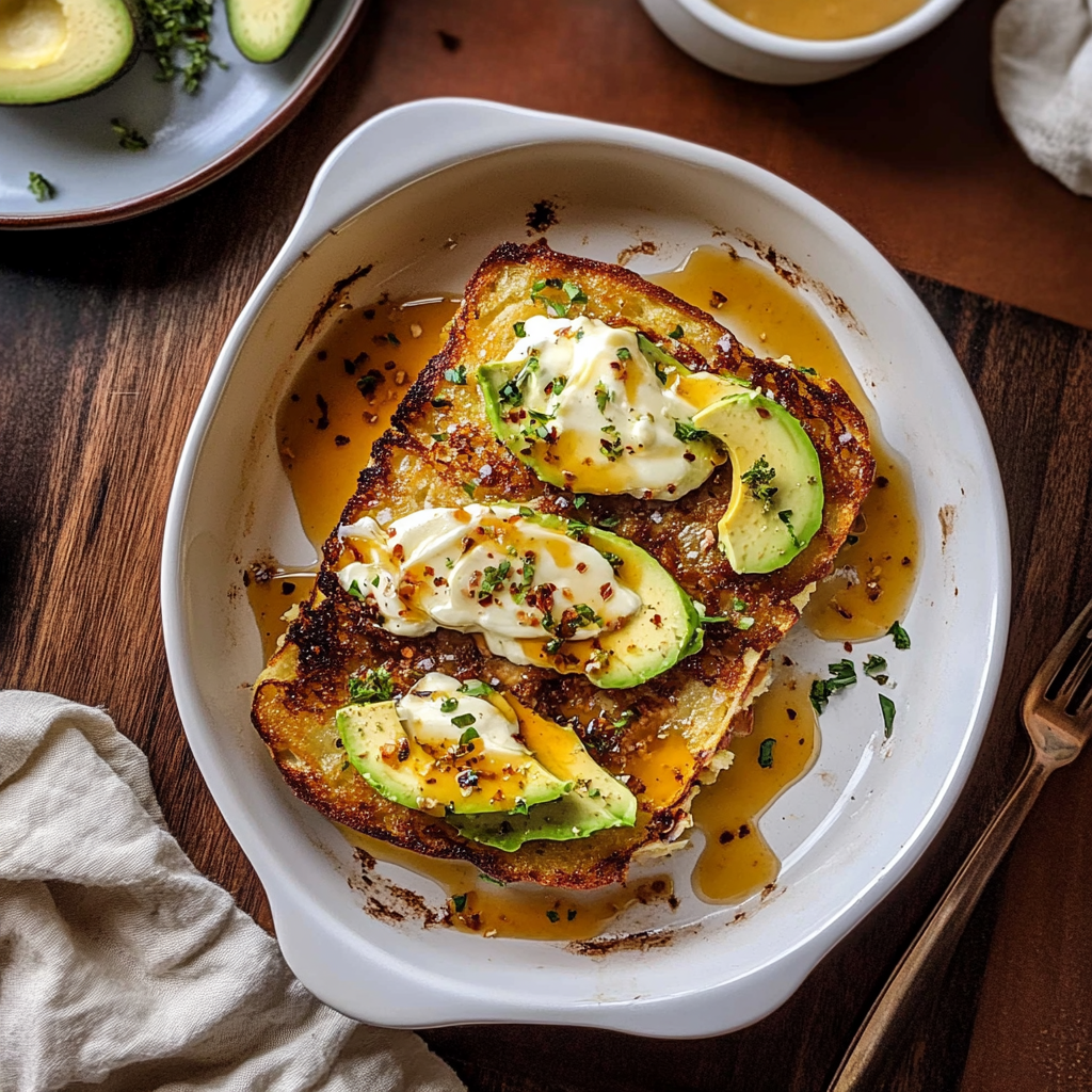 Chili Oil Avocado Hash Brown Toast